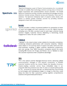 Cloud Design Solutions featured partners - Spectrum, Sprinklr, Talkdesk, TPX.